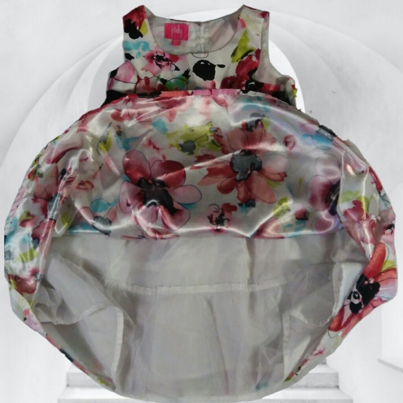 PINKY girls 5T FLORAL DRESS BLACK BOW ACCENT holidays Christmas easter 5 T - Picture 7 of 11